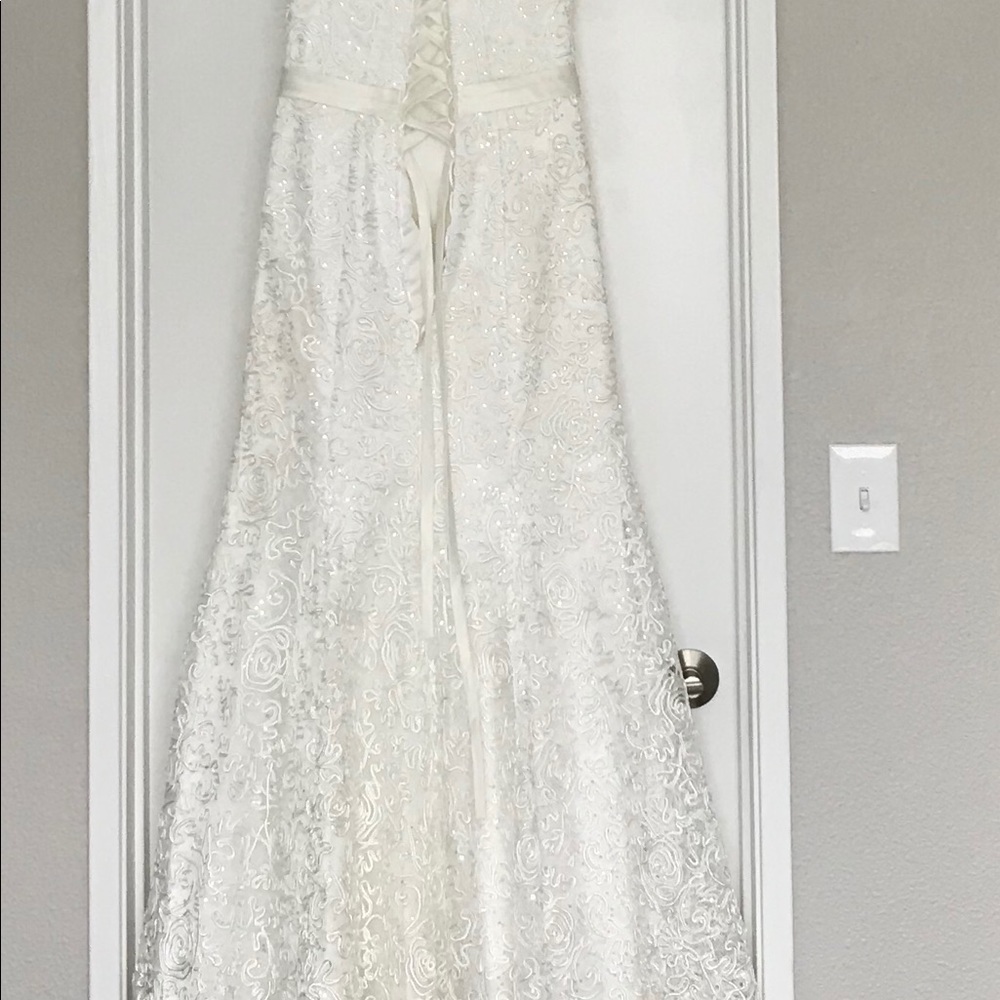 Ivory/Champagne Mermaid One Shoulder Wedding Dress - Picture 4 of 8